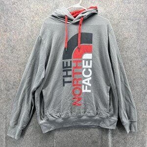 The North Face Hoodie Mens Large Gray Pullover Fleece Sweatshirt Graphic Logo